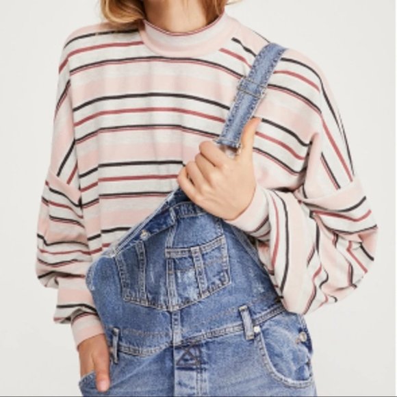 Free People Steph Striped Shirt Large NWT - Picture 4 of 8